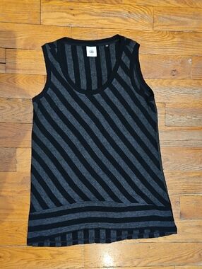 CAbi Black and Gray Diagonal Stripe Tank